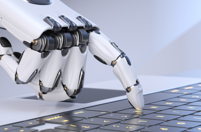 white-robot-cyborg-hand-pressing-a-keyboard